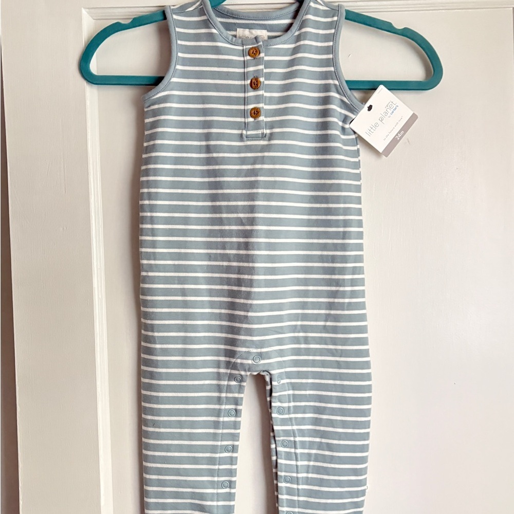 NWT Little Planet Striped Sleeveless Baby Romper